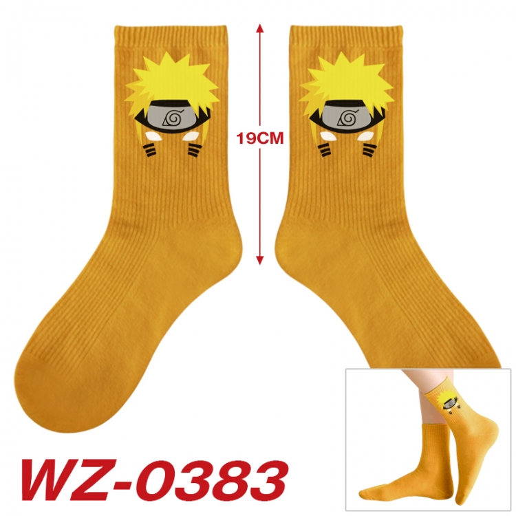 Naruto Anime printing medium sock tube height 19cm price for  5 pairs WZ-0383