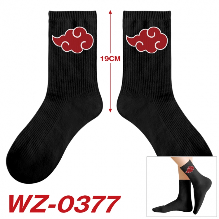 Naruto Anime printing medium sock tube height 19cm price for  5 pairs WZ-0377