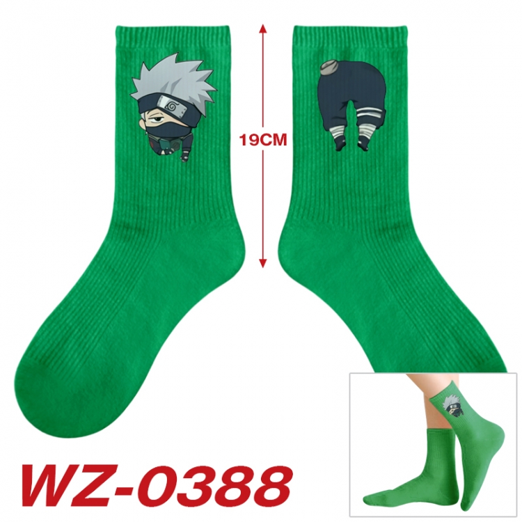 Naruto Anime printing medium sock tube height 19cm price for  5 pairs WZ-0388