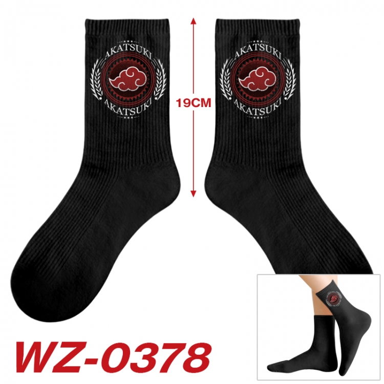 Naruto Anime printing medium sock tube height 19cm price for  5 pairs WZ-0378