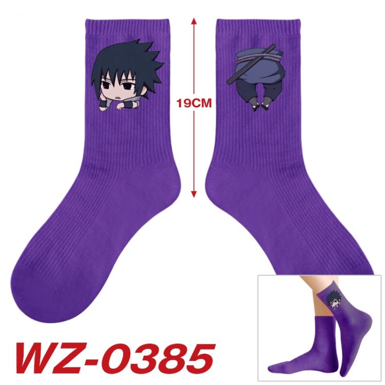 Naruto Anime printing medium sock tube height 19cm price for  5 pairs WZ-0385