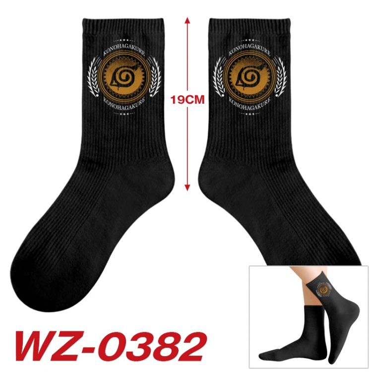Naruto Anime printing medium sock tube height 19cm price for  5 pairs WZ-0382