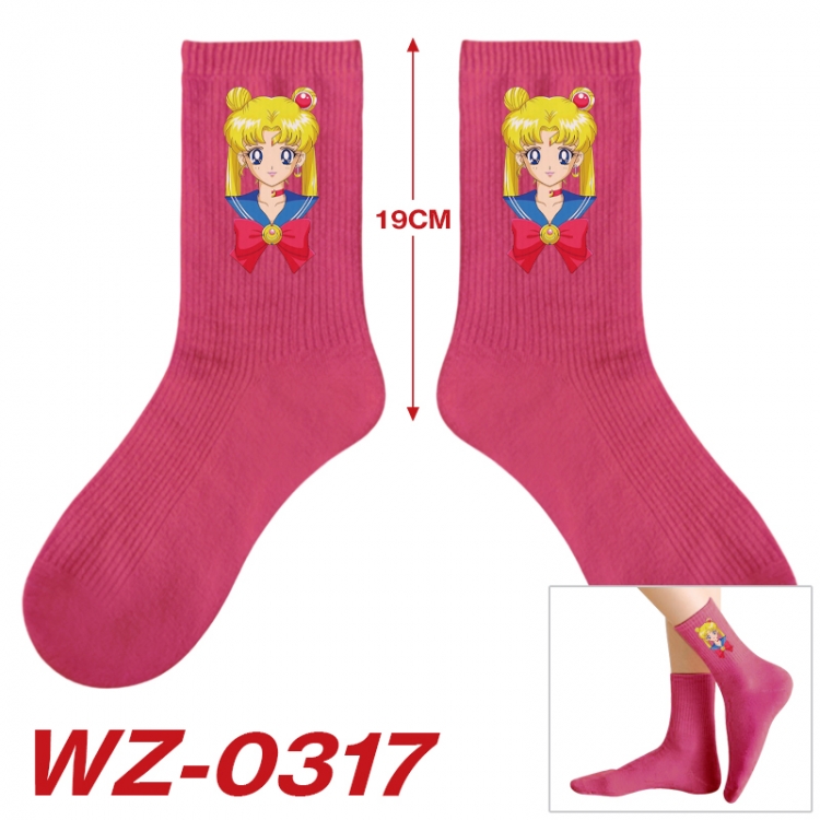 sailormoon Anime printing medium sock tube height 19cm price for  5 pairs WZ-0317