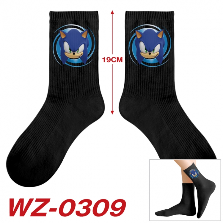 Sonic The Hedgehog Anime printing medium sock tube height 19cm price for 5 pairs WZ-0309