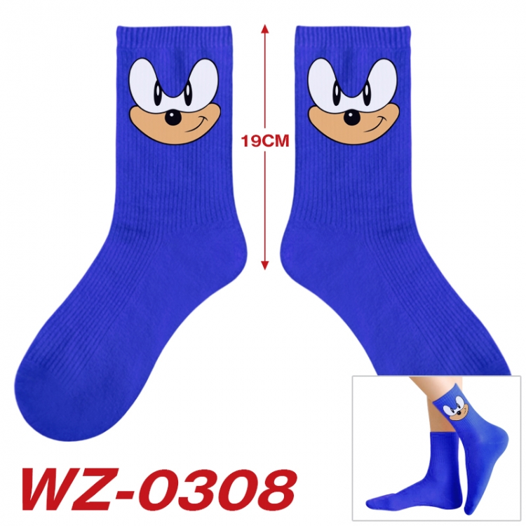 Sonic The Hedgehog Anime printing medium sock tube height 19cm price for 5 pairs WZ-0308