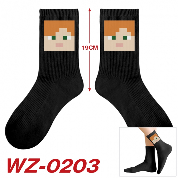 Minecraft Anime printing medium sock tube height 19cm price for  5 pairs WZ-0203