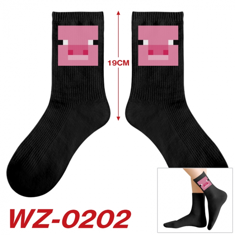 Minecraft Anime printing medium sock tube height 19cm price for  5 pairs WZ-0202