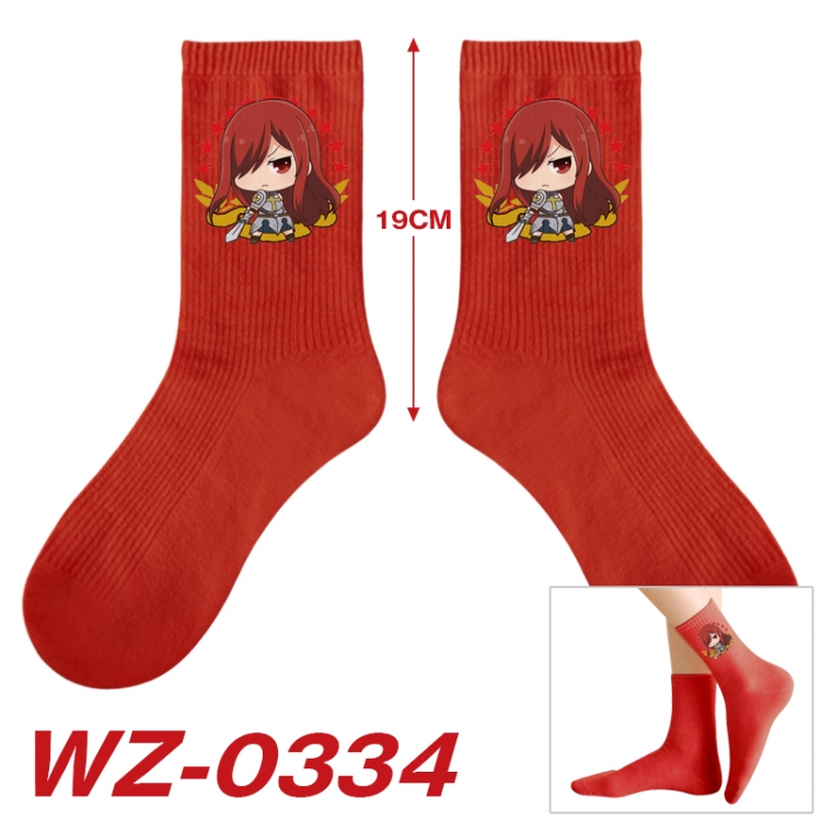 Fairy tail Anime printing medium sock tube height 19cm price for  5 pairs WZ-0334