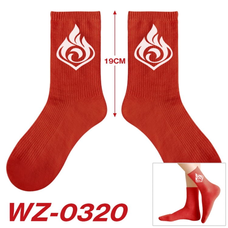 Genshin Impact Anime printing medium sock tube height 19cm price for  5 pairs WZ-0320