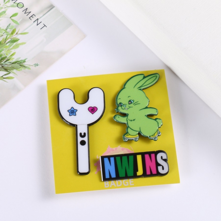 New Jeans Korean star surrounding pink rabbit three-piece PVC brooch set decorative badge price for 5 pcs