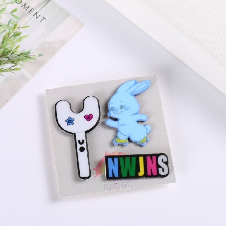 New Jeans Korean star surrounding pink rabbit three-piece PVC brooch set decorative badge price for 5 pcs