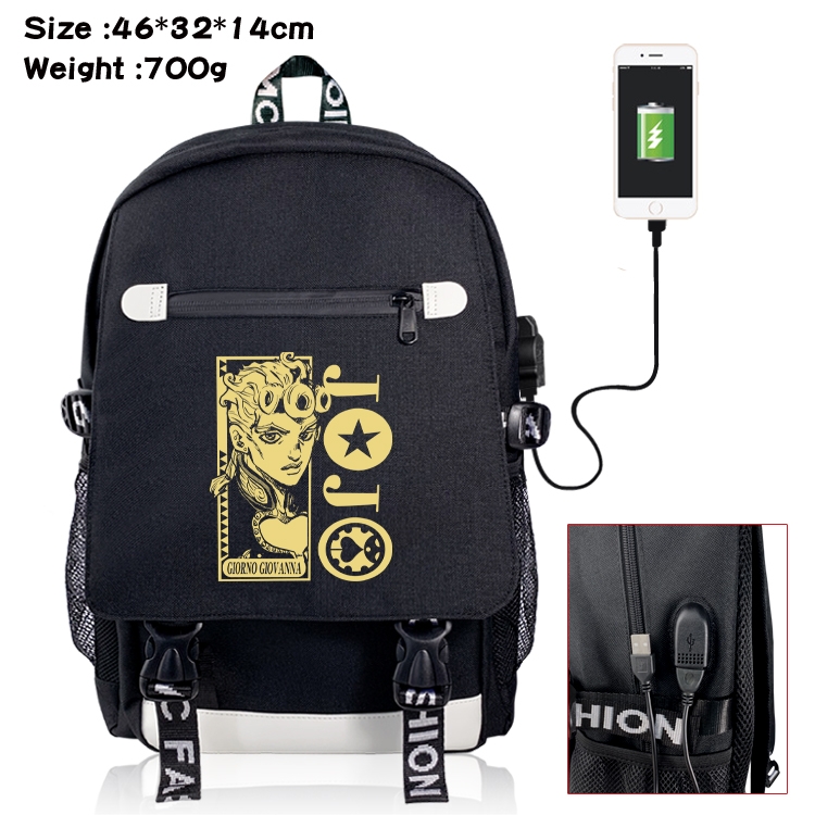 JoJos Bizarre Adventure USB backpack cartoon print student backpack 46X32X14CM 700G