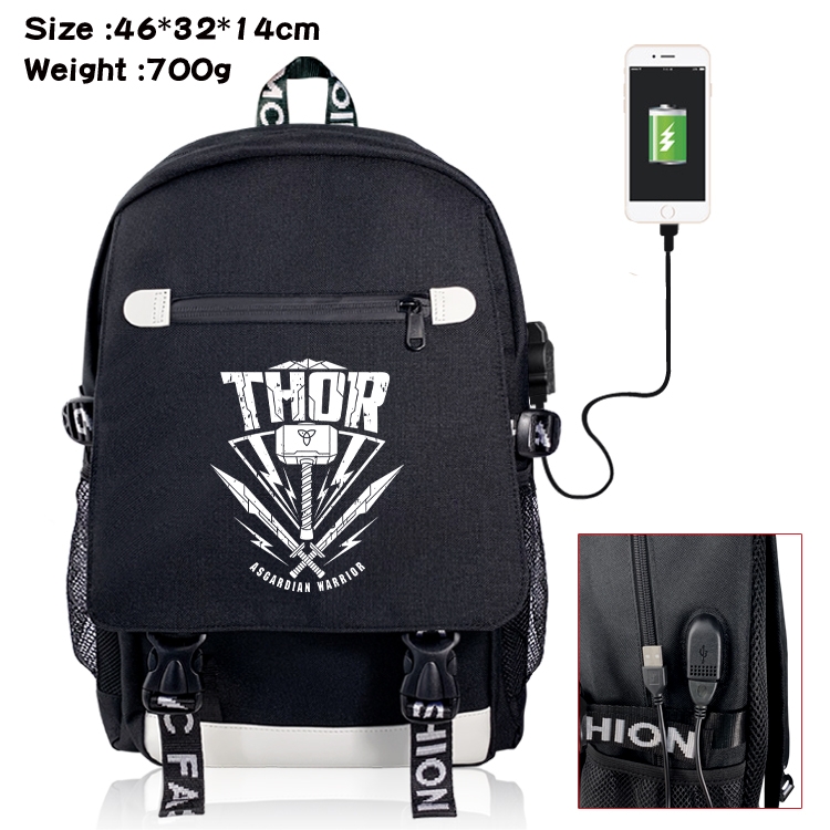 Superhero USB backpack cartoon print student backpack 46X32X14CM 700G