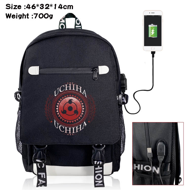 Naruto USB backpack cartoon print student backpack 46X32X14CM 700G