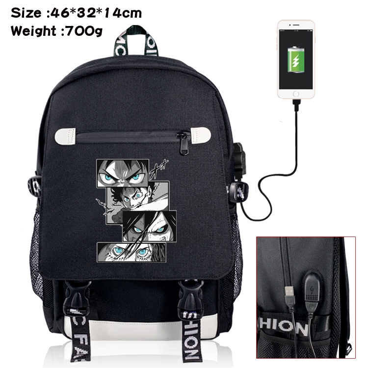 Shingeki no Kyojin USB backpack cartoon print student backpack 46X32X14CM 700G
