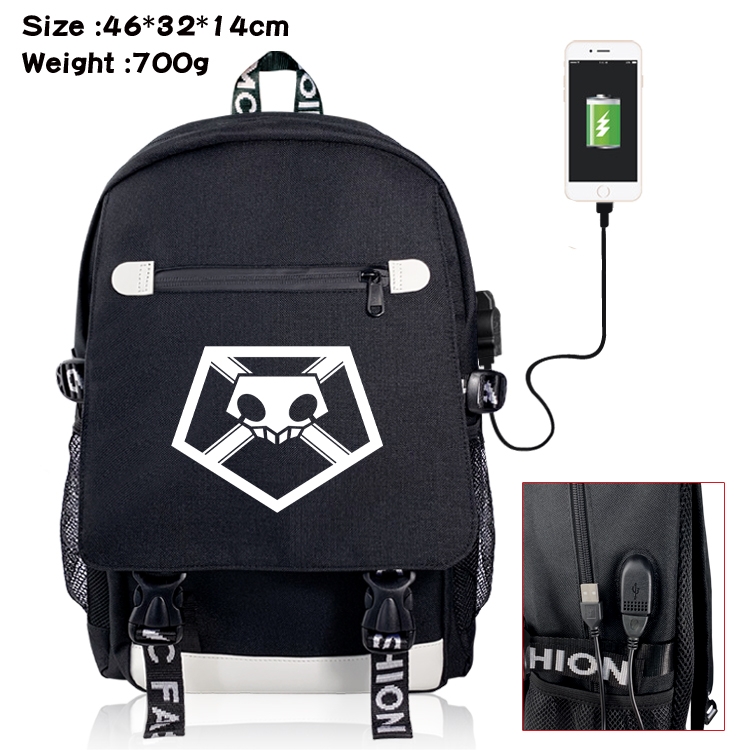 Bleach USB backpack cartoon print student backpack 46X32X14CM 700G