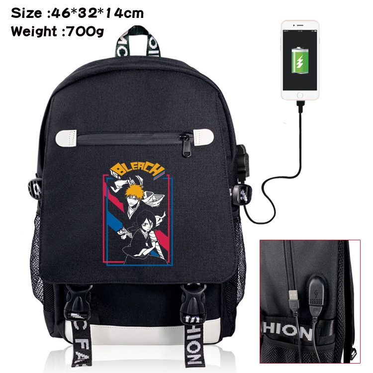 Bleach USB backpack cartoon print student backpack 46X32X14CM 700G