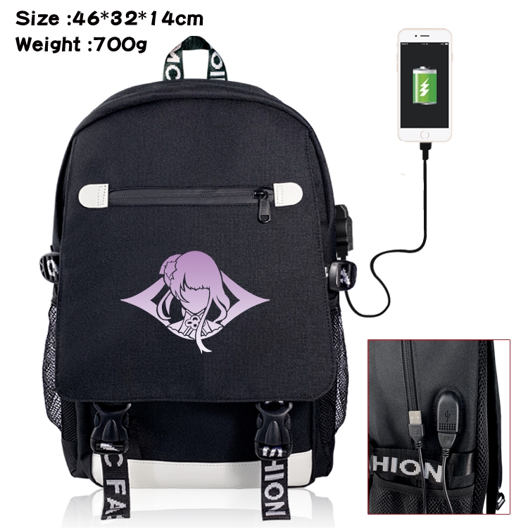 Genshin Impact USB backpack cartoon print student backpack 46X32X14CM 700G