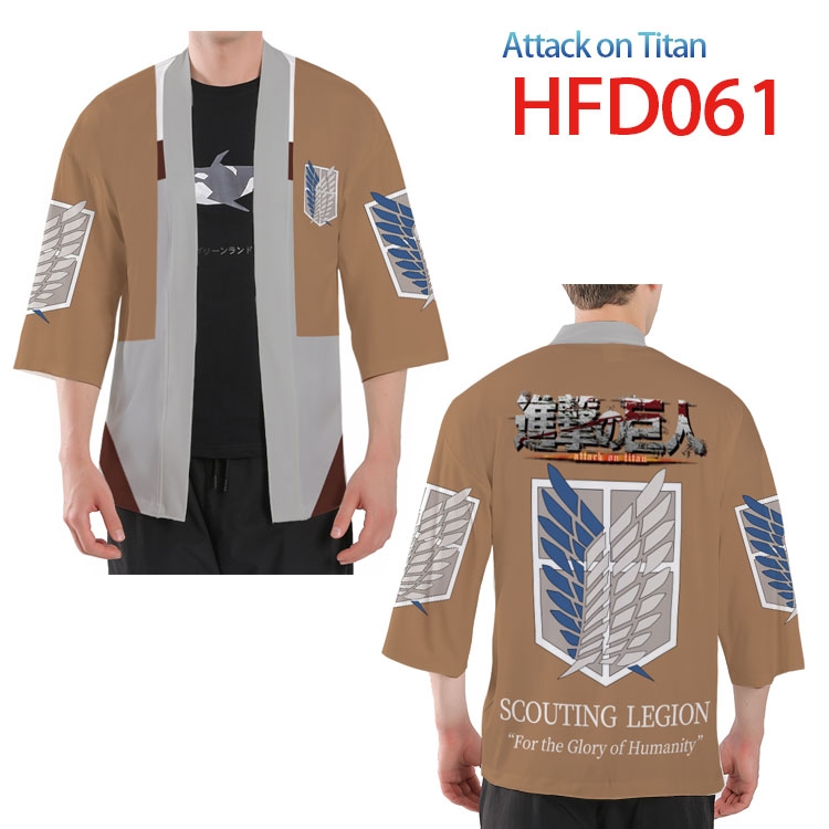 Shingeki no Kyojin Anime peripheral full-color short kimono from S to 4XL  HFD-061