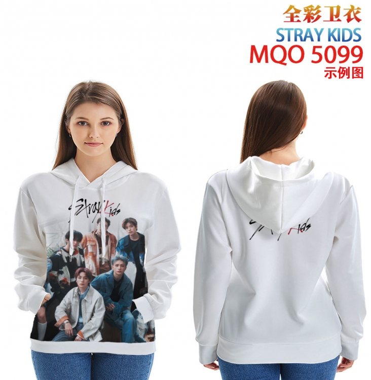 Straykids Long sleeve hooded patch pocket cotton sweatshirt from 2XS to 4XL MQO-5099