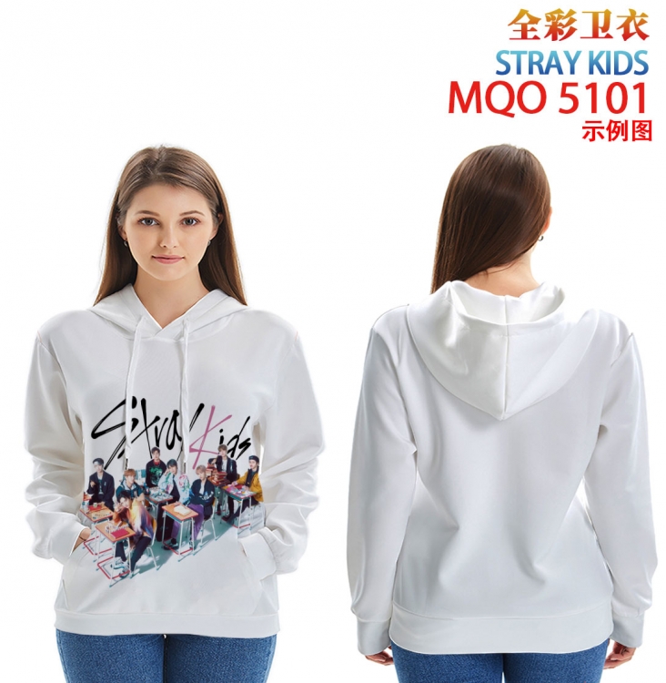 Straykids Long sleeve hooded patch pocket cotton sweatshirt from 2XS to 4XL MQO-5101