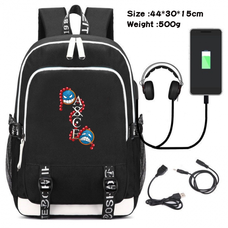 One Piece Canvas double-shoulder white zipper data backpack waterproof schoolbag 44X30X15CM 500G