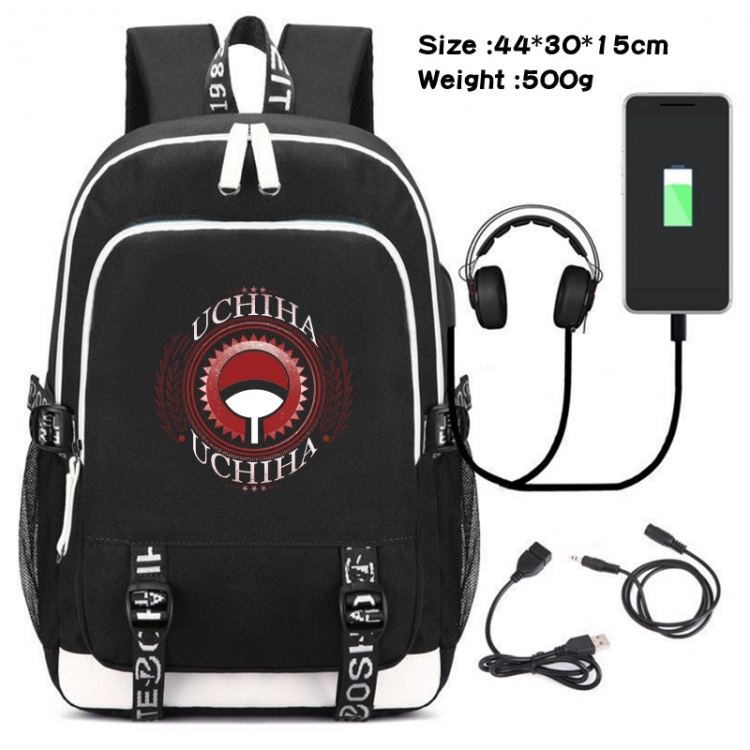 Naruto Canvas double-shoulder white zipper data backpack waterproof schoolbag 44X30X15CM 500G