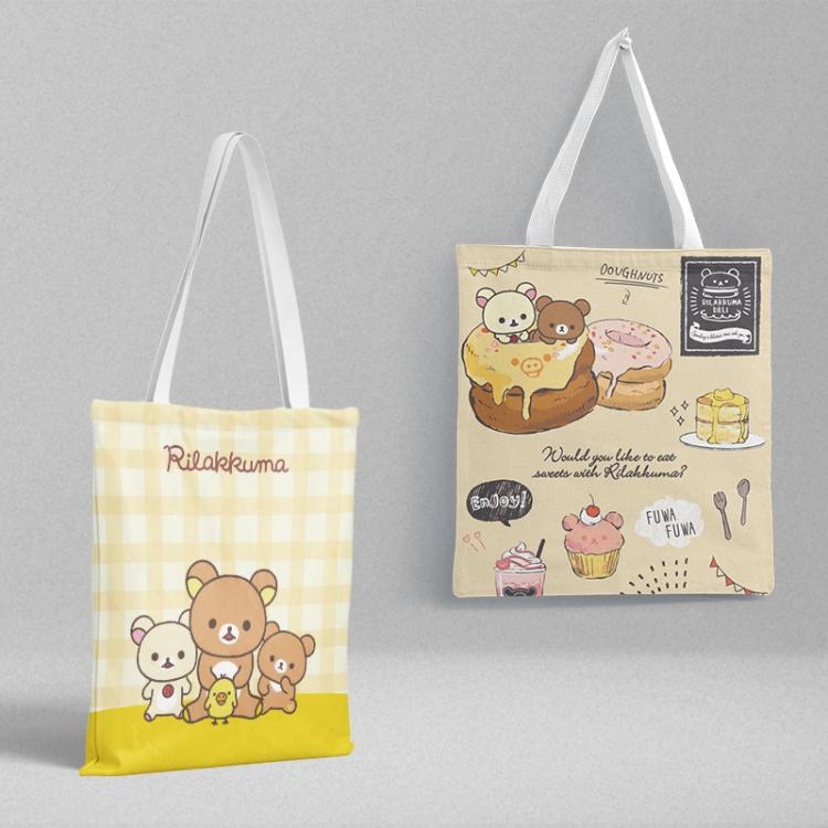 Rilakkuma Anime peripheral canvas handbag gift bag large capacity shoulder bag 36x39cm price for 2 pcs