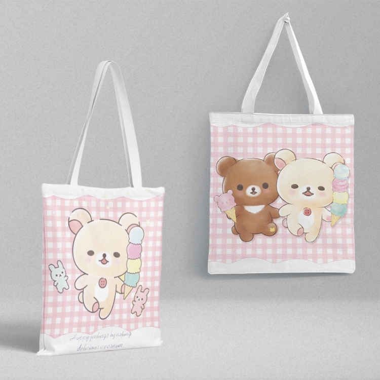 Rilakkuma Anime peripheral canvas handbag gift bag large capacity shoulder bag 36x39cm price for 2 pcs