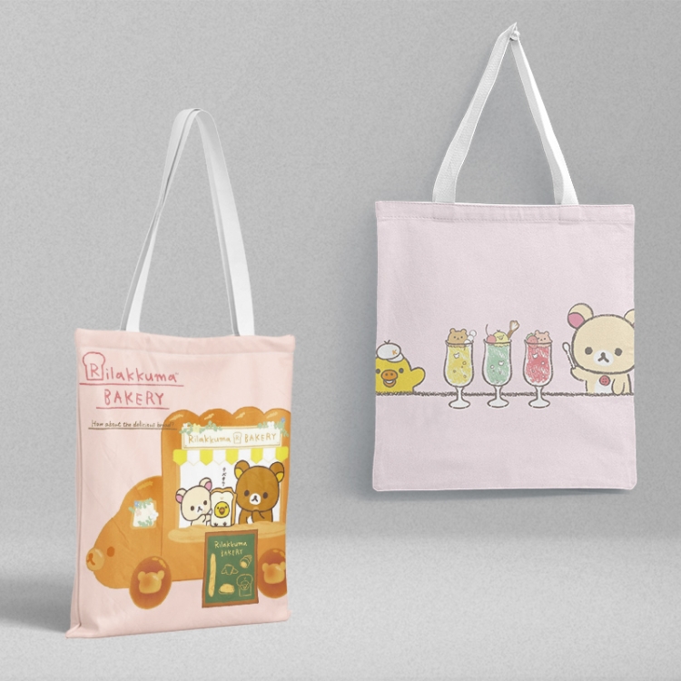 Rilakkuma Anime peripheral canvas handbag gift bag large capacity shoulder bag 36x39cm price for 2 pcs