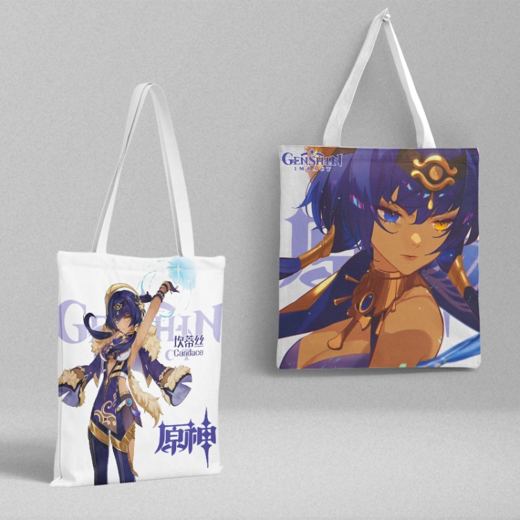 Genshin Impact Anime peripheral canvas handbag gift bag large capacity shoulder bag 36x39cm price for 2 pcs