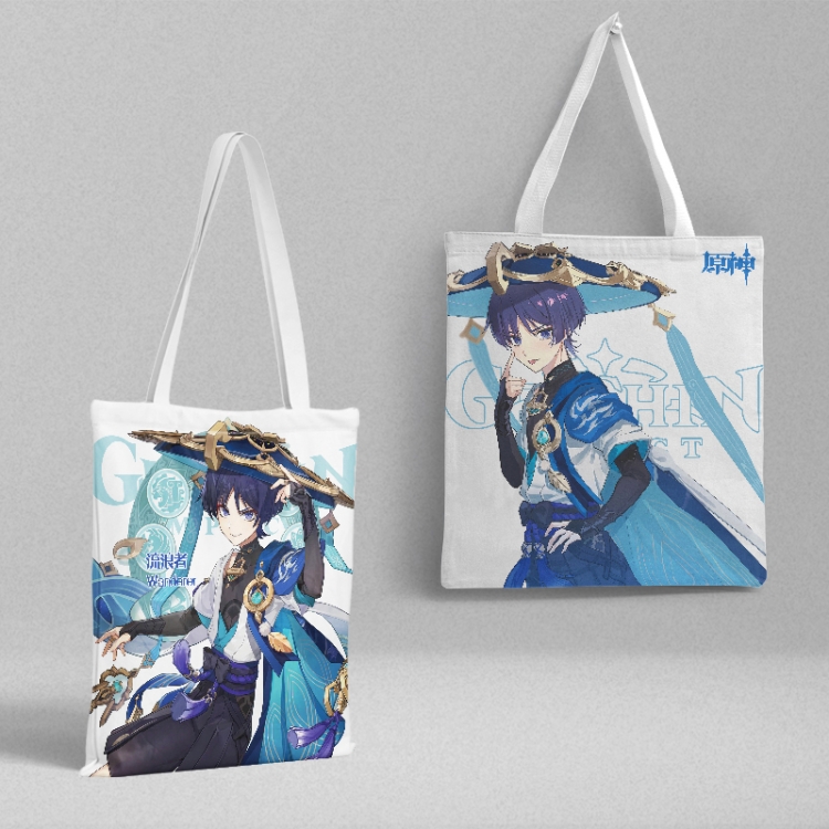 Genshin Impact Anime peripheral canvas handbag gift bag large capacity shoulder bag 36x39cm price for 2 pcs