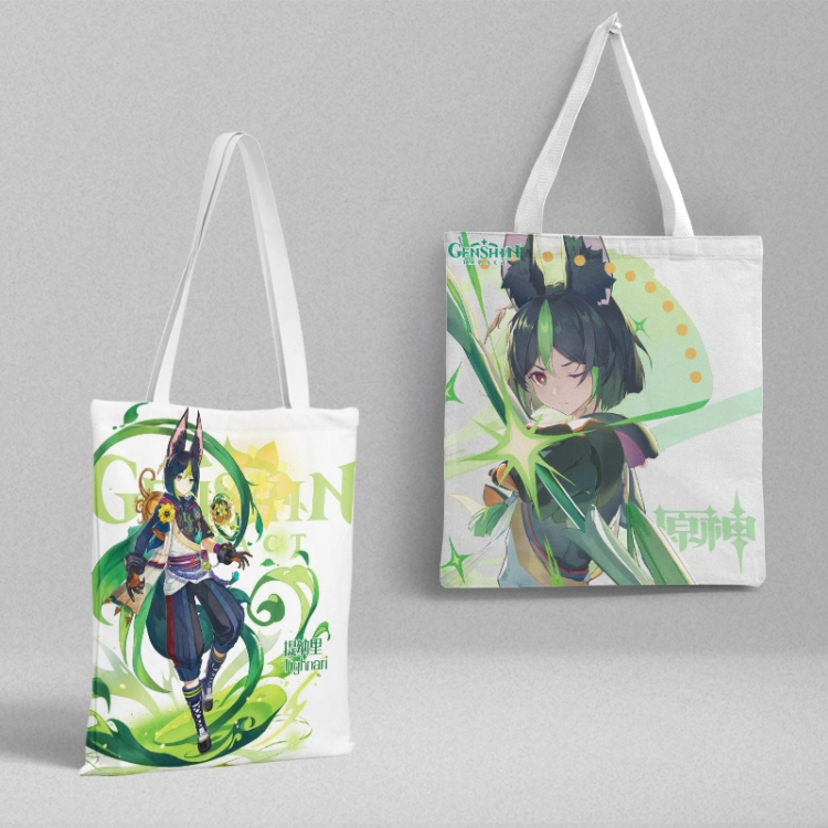 Genshin Impact Anime peripheral canvas handbag gift bag large capacity shoulder bag 36x39cm price for 2 pcs