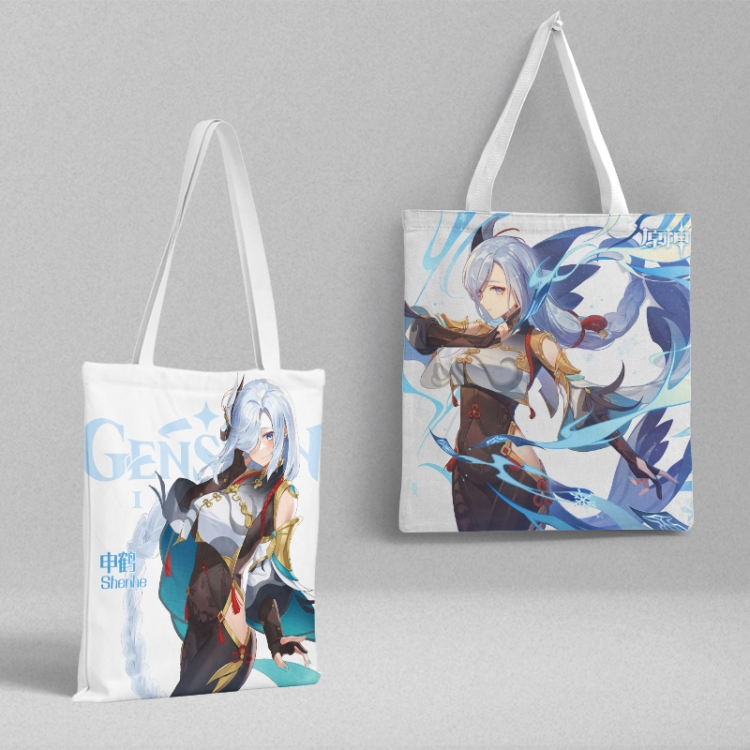 Genshin Impact Anime peripheral canvas handbag gift bag large capacity shoulder bag 36x39cm price for 2 pcs