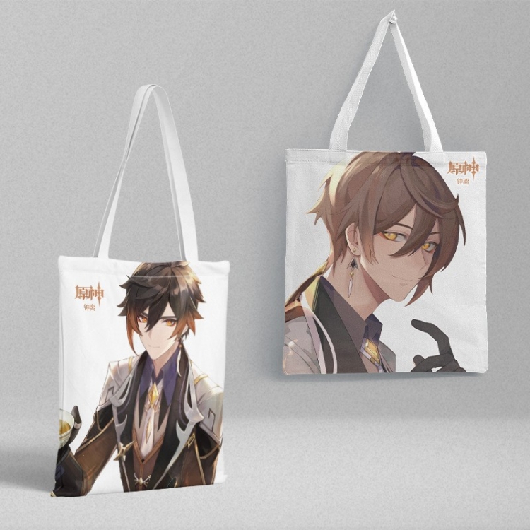 Genshin Impact Anime peripheral canvas handbag gift bag large capacity shoulder bag 36x39cm price for 2 pcs