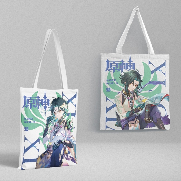 Genshin Impact Anime peripheral canvas handbag gift bag large capacity shoulder bag 36x39cm price for 2 pcs