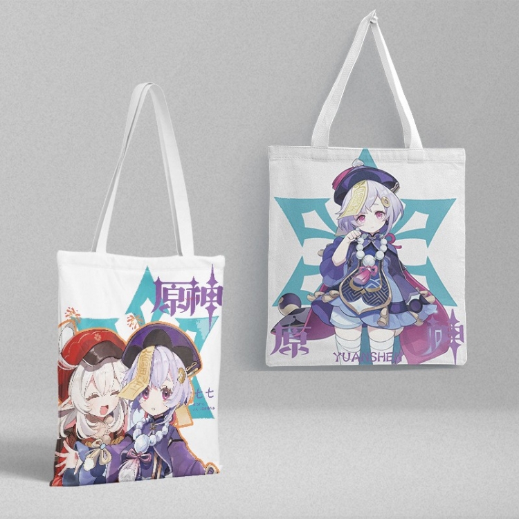 Genshin Impact Anime peripheral canvas handbag gift bag large capacity shoulder bag 36x39cm price for 2 pcs