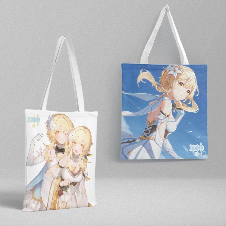 Genshin Impact Anime peripheral canvas handbag gift bag large capacity shoulder bag 36x39cm price for 2 pcs