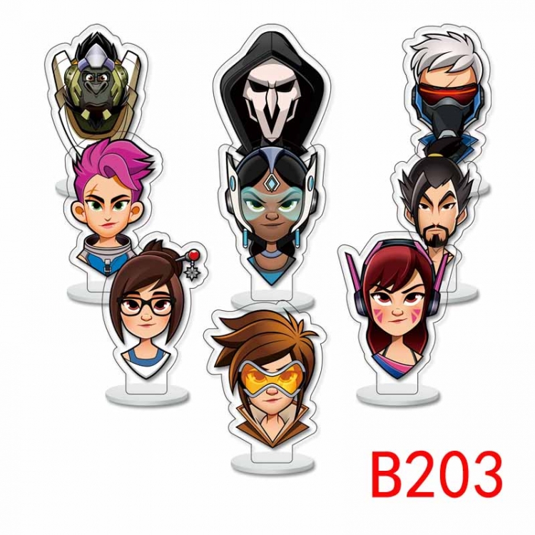 Overwatch Anime Character acrylic Small Standing Plates  Keychain 6cm a set of 9 B203