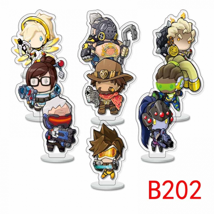 Overwatch Anime Character acrylic Small Standing Plates  Keychain 6cm a set of 9 B202