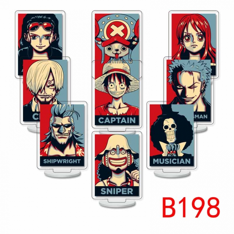 One Piece Anime Character acrylic Small Standing Plates  Keychain 6cm a set of 9 B198