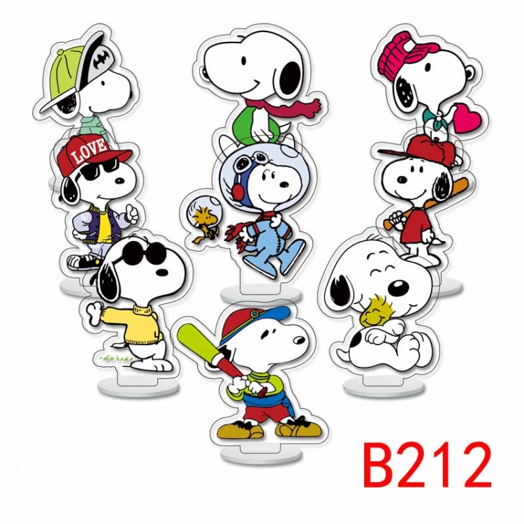 Snoopys Story Anime Character acrylic Small Standing Plates  Keychain 6cm a set of 9 B212
