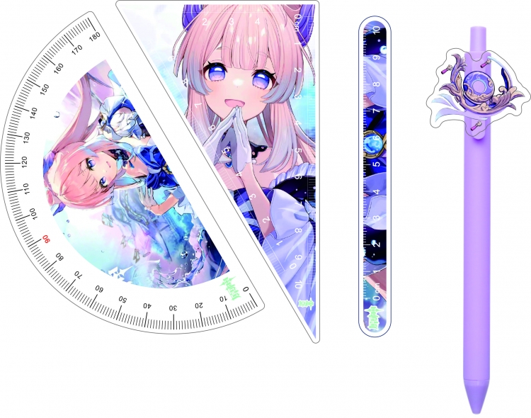 Genshin Impact Glue dripping student rulers 4-piece set price for  2 set