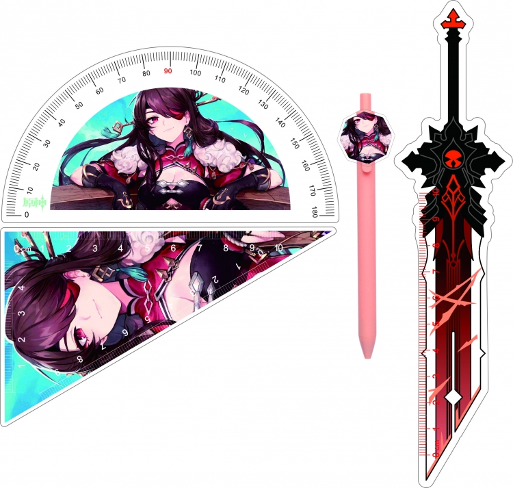 Genshin Impact Glue dripping student rulers 4-piece set price for  2 set