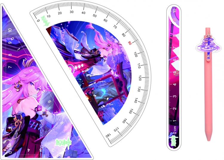 Genshin Impact Glue dripping student rulers 4-piece set price for 2 set