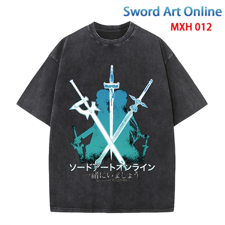 Sword Art Online Anime peripheral pure cotton washed and worn T-shirt from S to 4XL  MXH-012