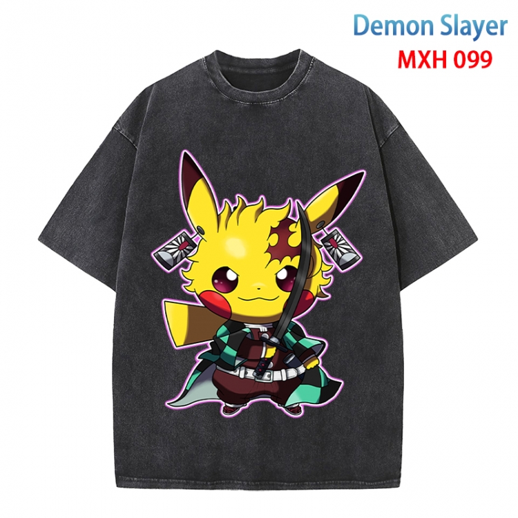 Demon Slayer Kimets Anime peripheral pure cotton washed and worn T-shirt from S to 4XL MXH-099
