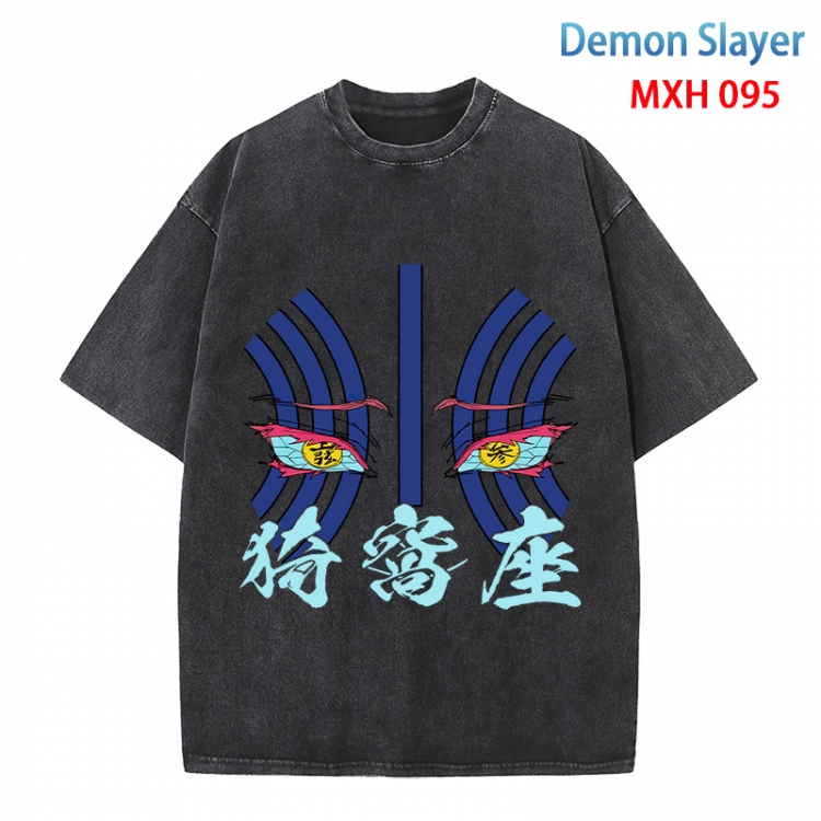 Demon Slayer Kimets Anime peripheral pure cotton washed and worn T-shirt from S to 4XL  MXH-095