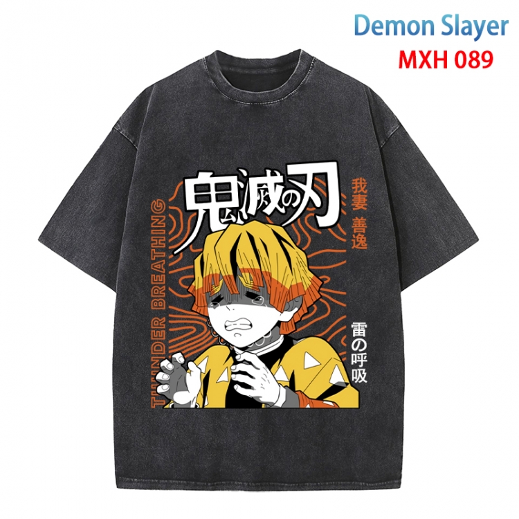 Demon Slayer Kimets Anime peripheral pure cotton washed and worn T-shirt from S to 4XL  MXH-089