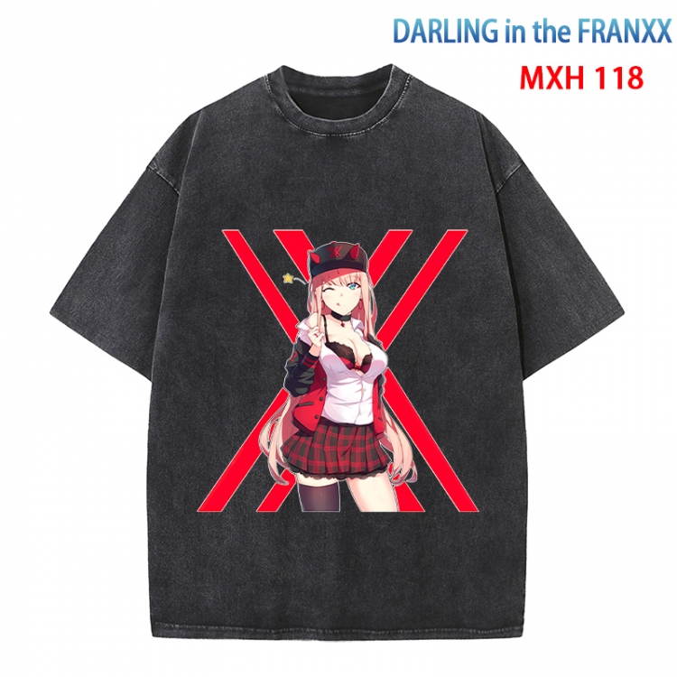 DARLING in the FRANX Anime peripheral pure cotton washed and worn T-shirt from S to 4XL  MXH-118
